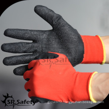 SRSAFETY EN388 13g red polyester palm coated natural latex garden glove